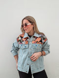 Denim Floral Sequin Shacket