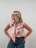 Butter & Lilac Stripe Bow Top