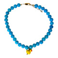 Bright Blue Mahjong Lucky Duck Necklace
