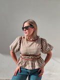 Mocha Gingham Top