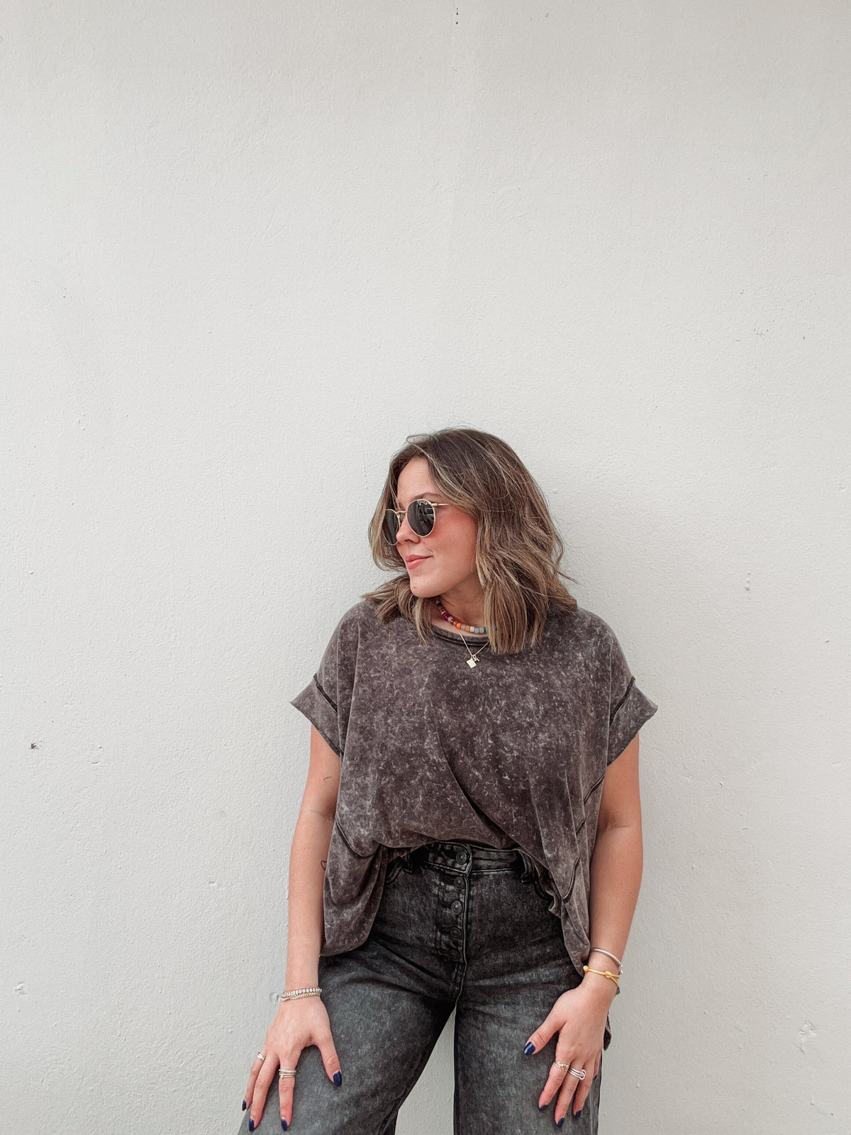 Black Washed Flow Tee