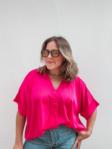 Hot Pink Satin Blousep