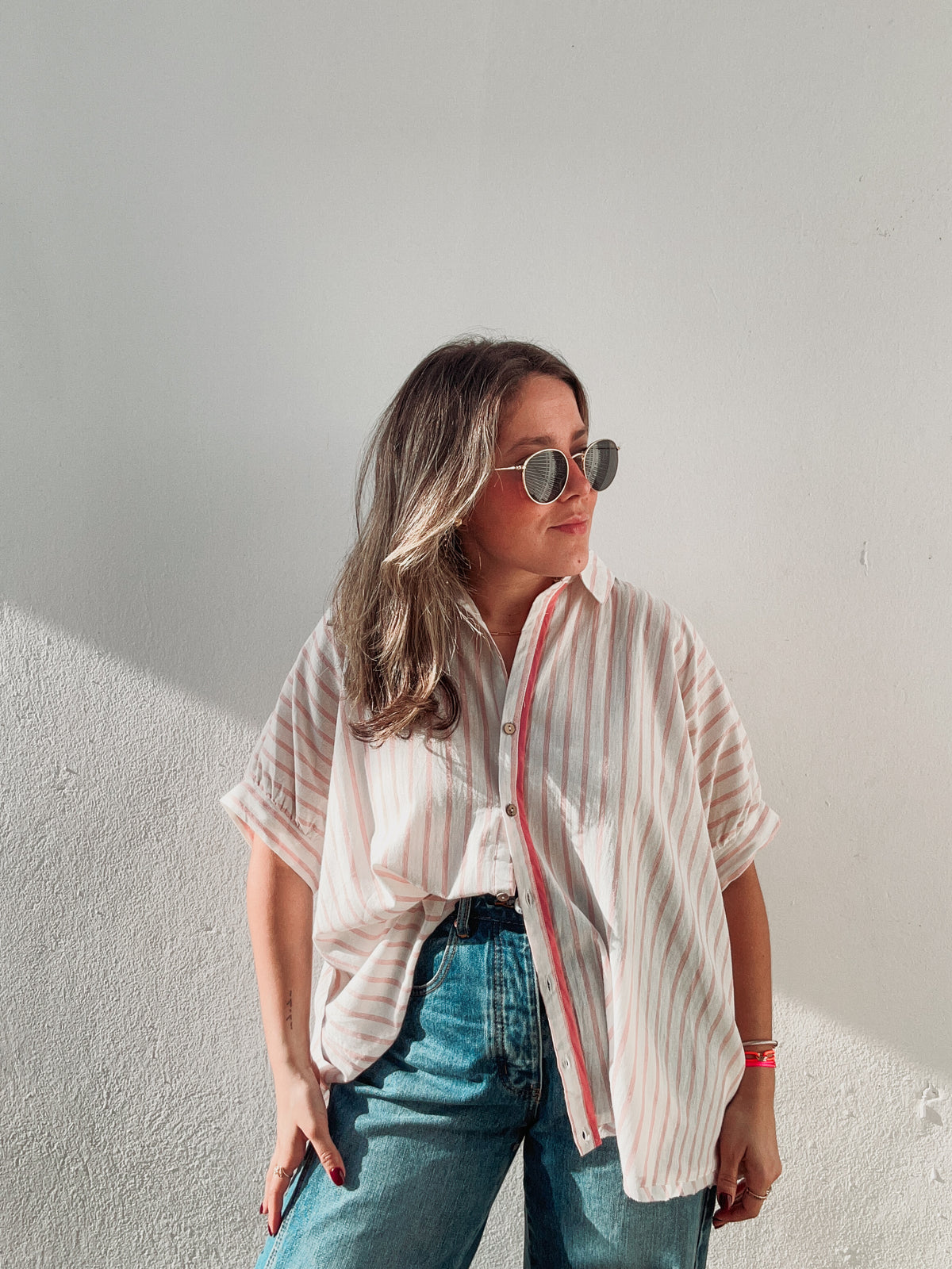 Light Pink Striped Blouse