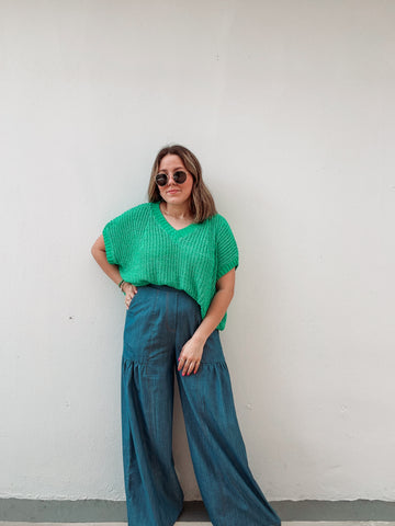 Denim Peplum Bottoms