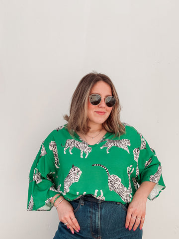 Leopard Green Printed Blouse