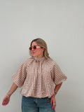 Vanilla & Mocha Checker Bubble Blouse