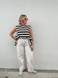 White Mid Rise Barrel Jean