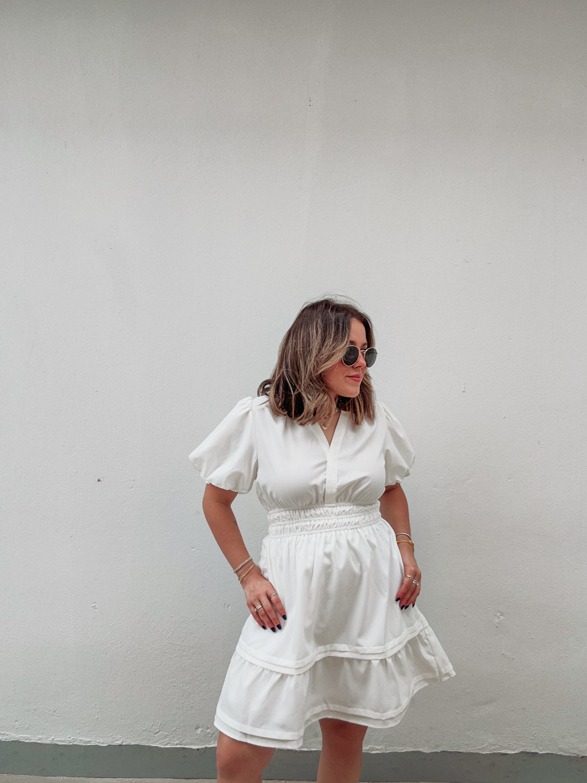 White Puff Sleeve Dress