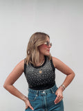 Charcoal Rhinestone Tank