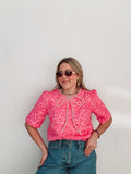 Pink Textured Bow Rhinestone Top
