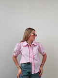 Pink & White Scalloped Blouse