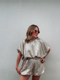 Champagne Sequin Bubble Short Set