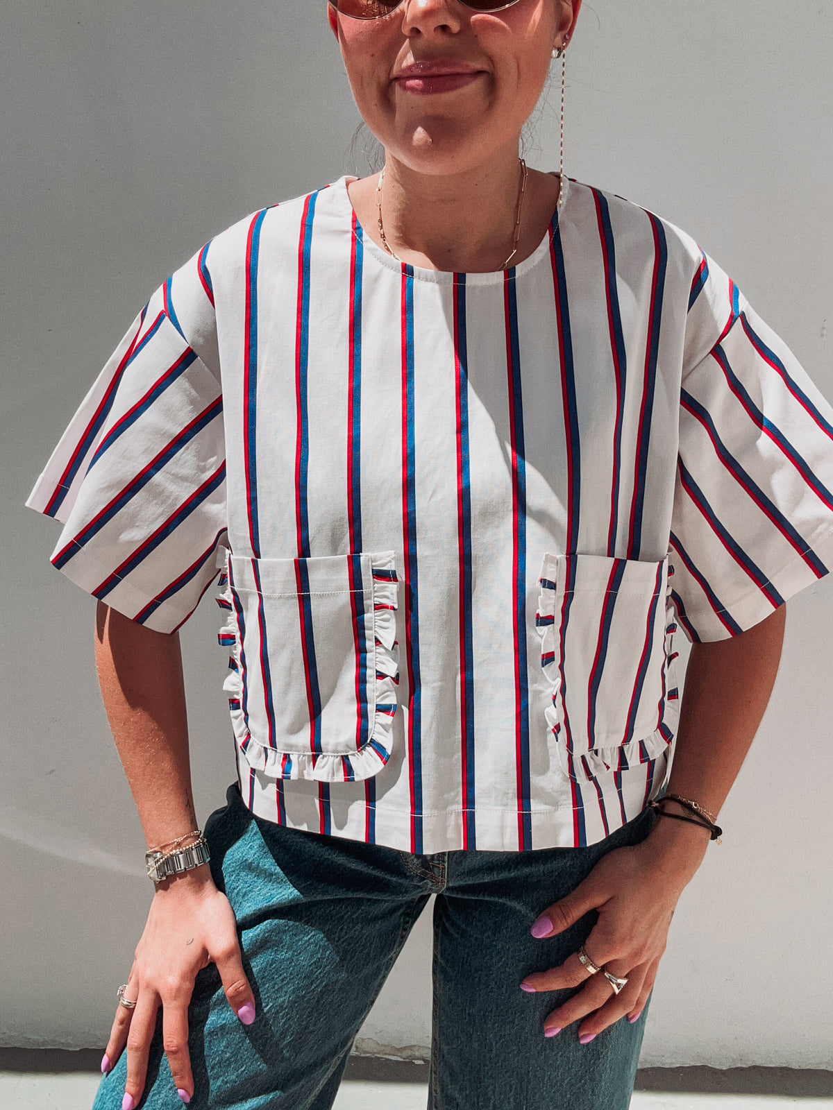 Blueberry Strawberry Striped Top