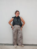 Light Cream Washed Animal Print Pant