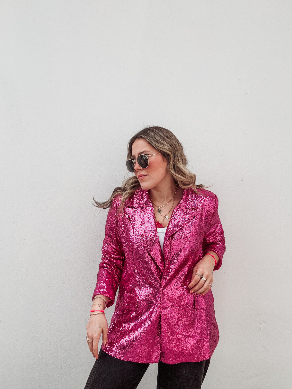 Bubblegum Sequin Blazer