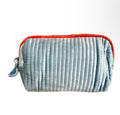 Sky Blue & Orange Velvet Cosmetic Pouch