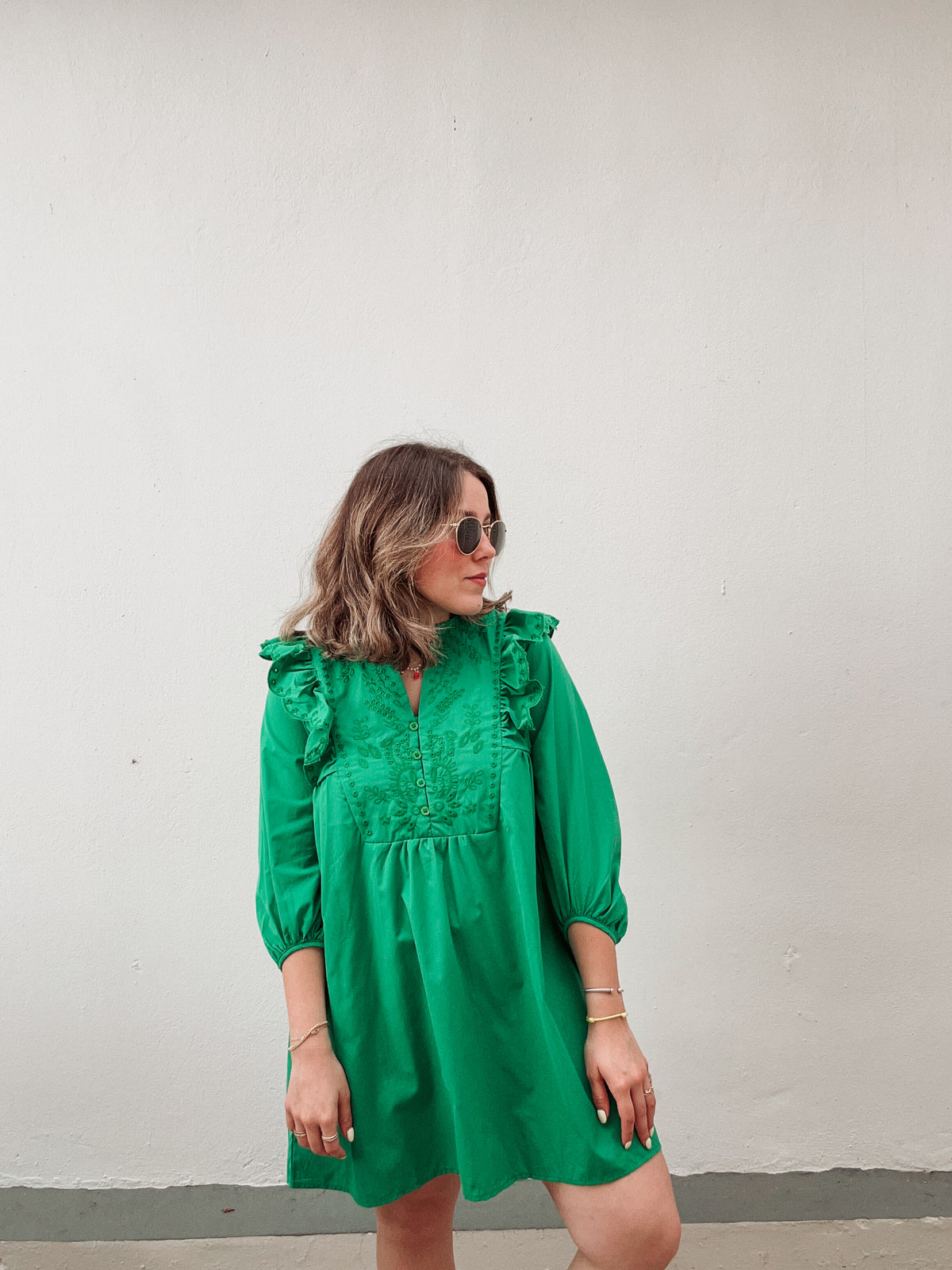 Verde Embroidered Dress