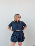 Navy Bubble Skort