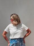 White Embroidered Fish Tee
