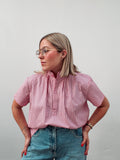 Pink, White & Navy Stripe Top