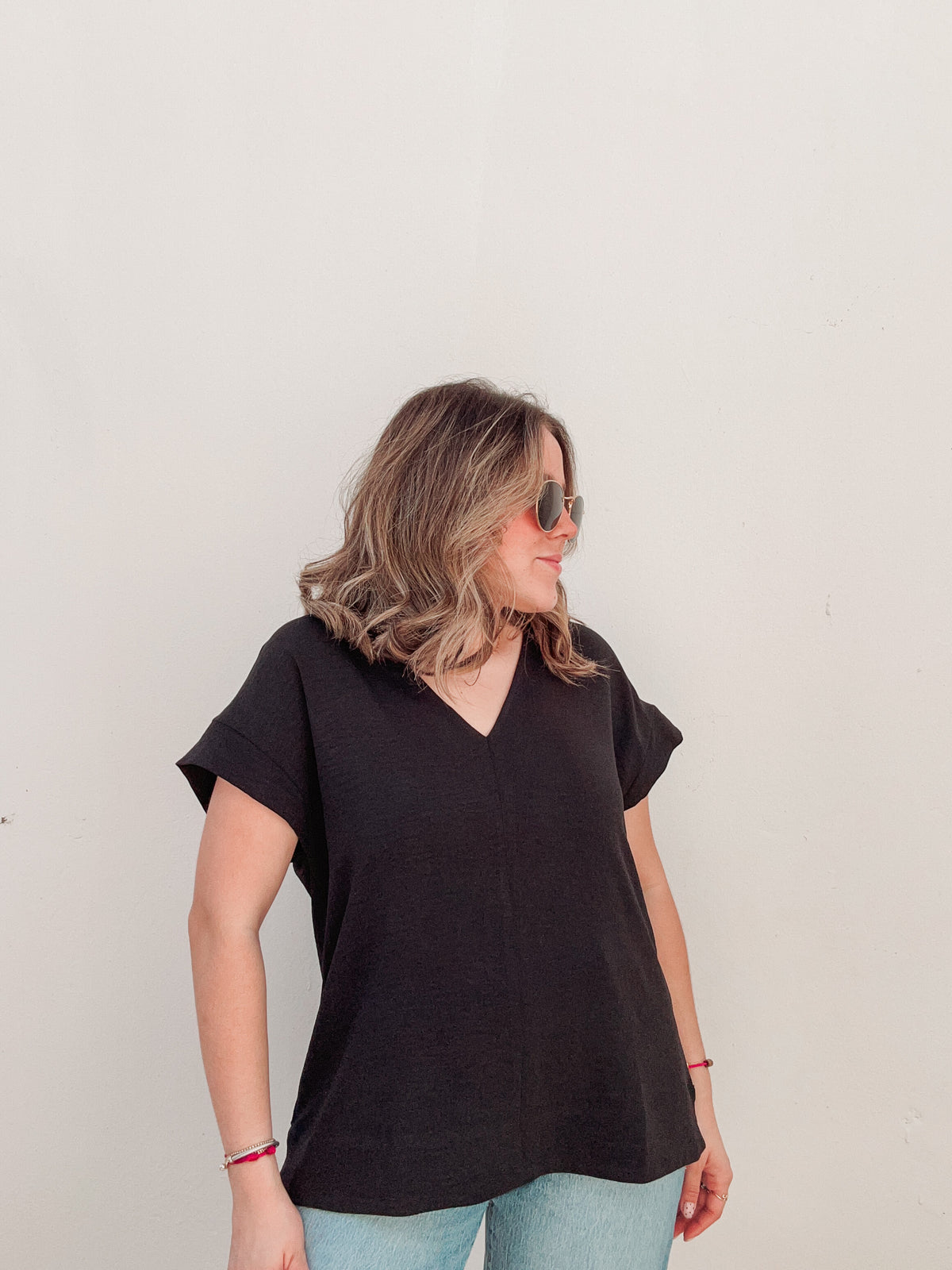 Black V Neck Blouse