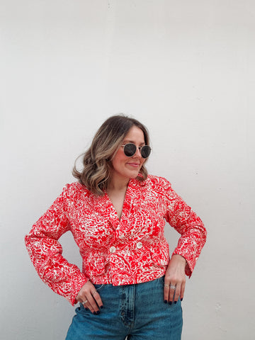 Orange Cabana Blazer Top