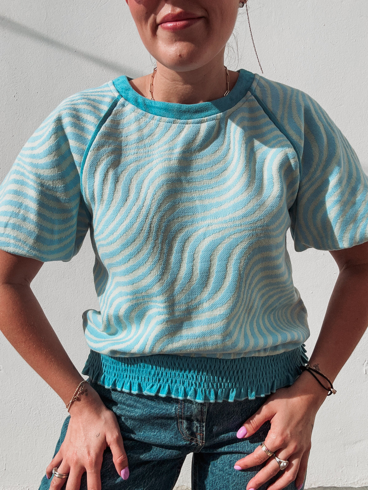 Swirly Stripes Terry Blouse