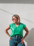 Emerald V-Neck Sequin Top