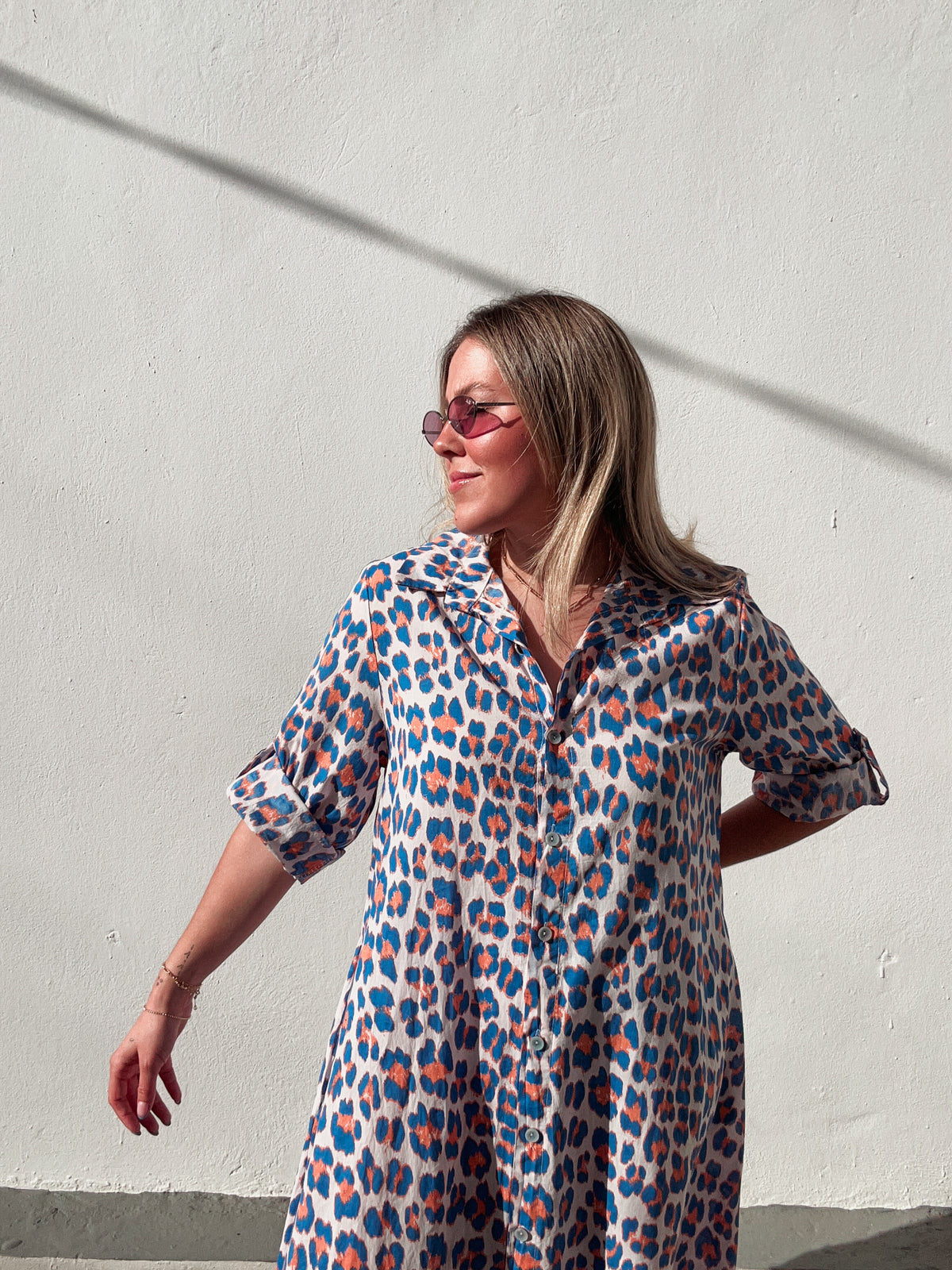 Azul & Tangerine Leopard Dress