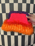Neon Pink, Tangerine, Purple & Red Metallic Clutch