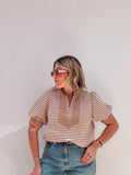 Taupe Stripe Top