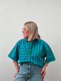 Green & Royal Blue Striped Top