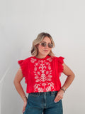 Red Needle Point Blouse