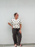 Black Washed Polka Dots Barrel Pant