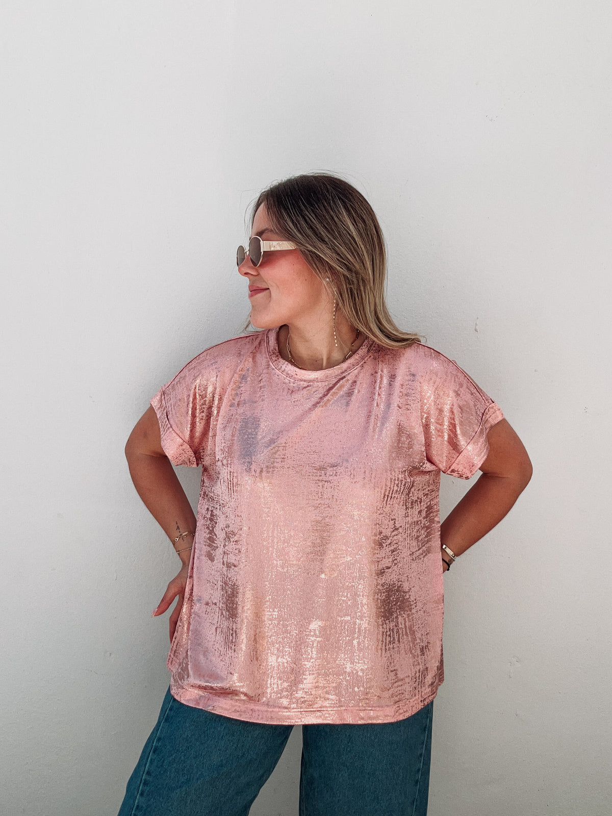 Pink Metallic Tee