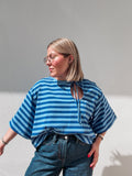Royal Blue & Light Blue Tie Stripe Top