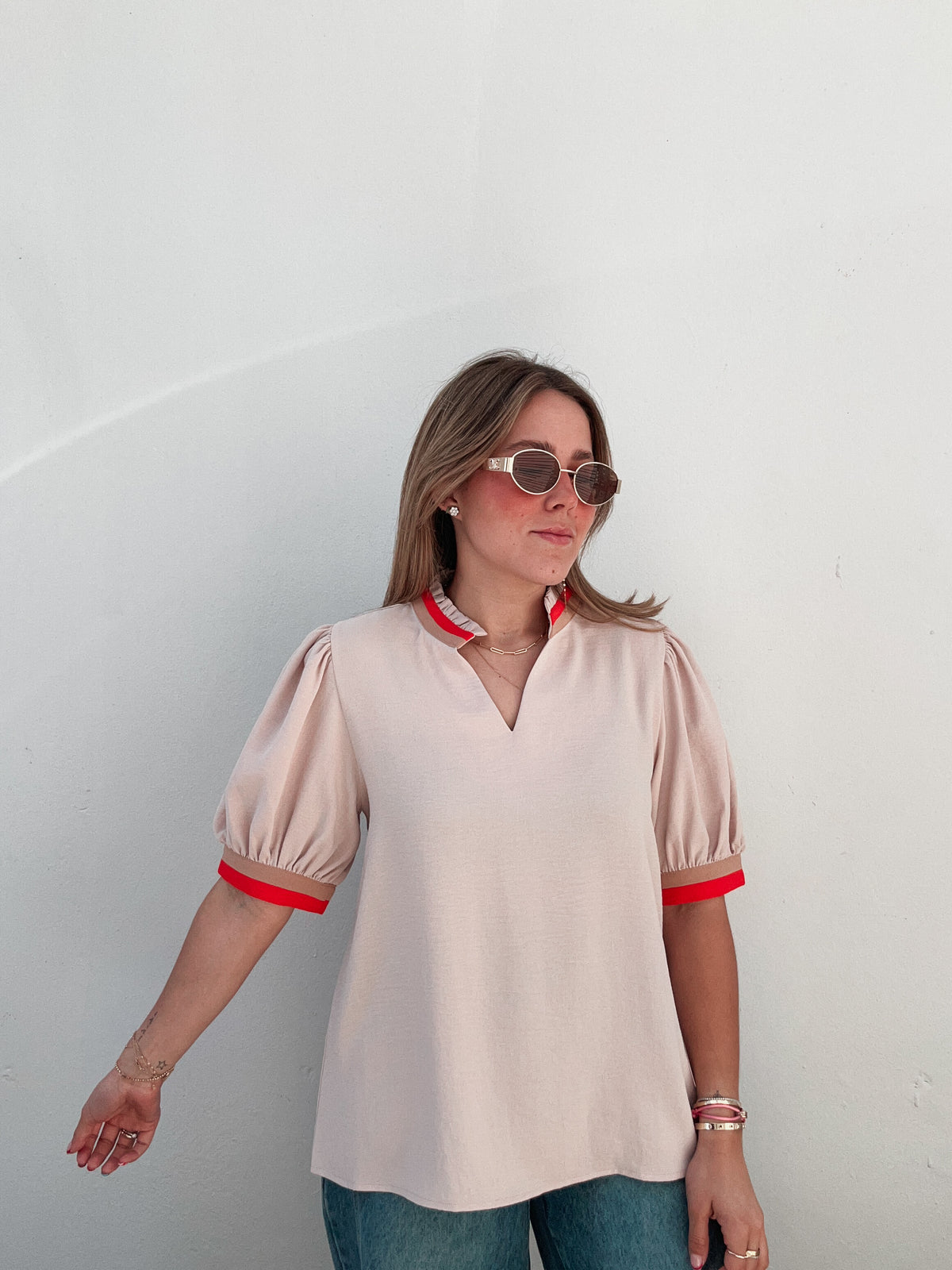 Sand & Orange Stripe Blouse