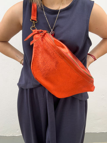 Orange Metallic Sling Crossbody