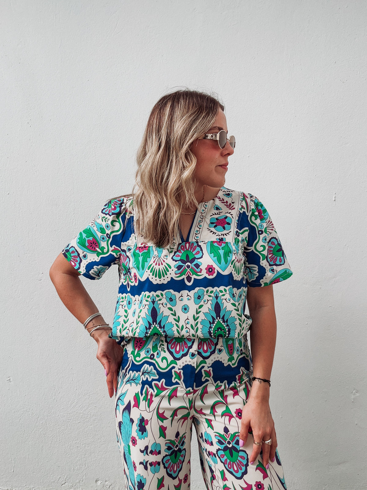 Blue Printed Floral Set