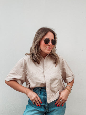 Sand Nylon Pocket Blouse