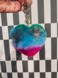 Multicolor Green, Grey, Blue & Magenta Heart Bag Charm
