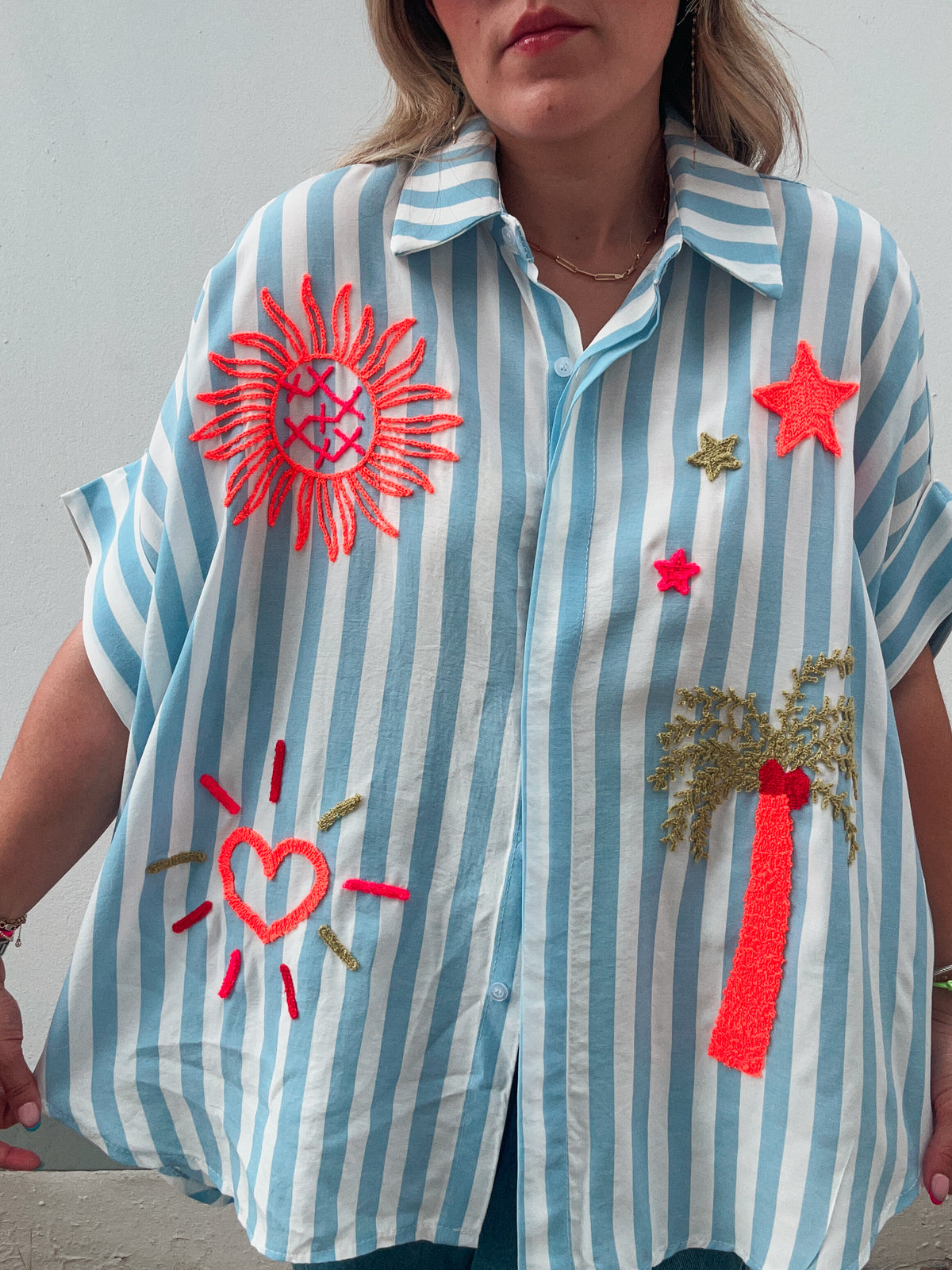Beach Cabana Embroidered Summer Blouse