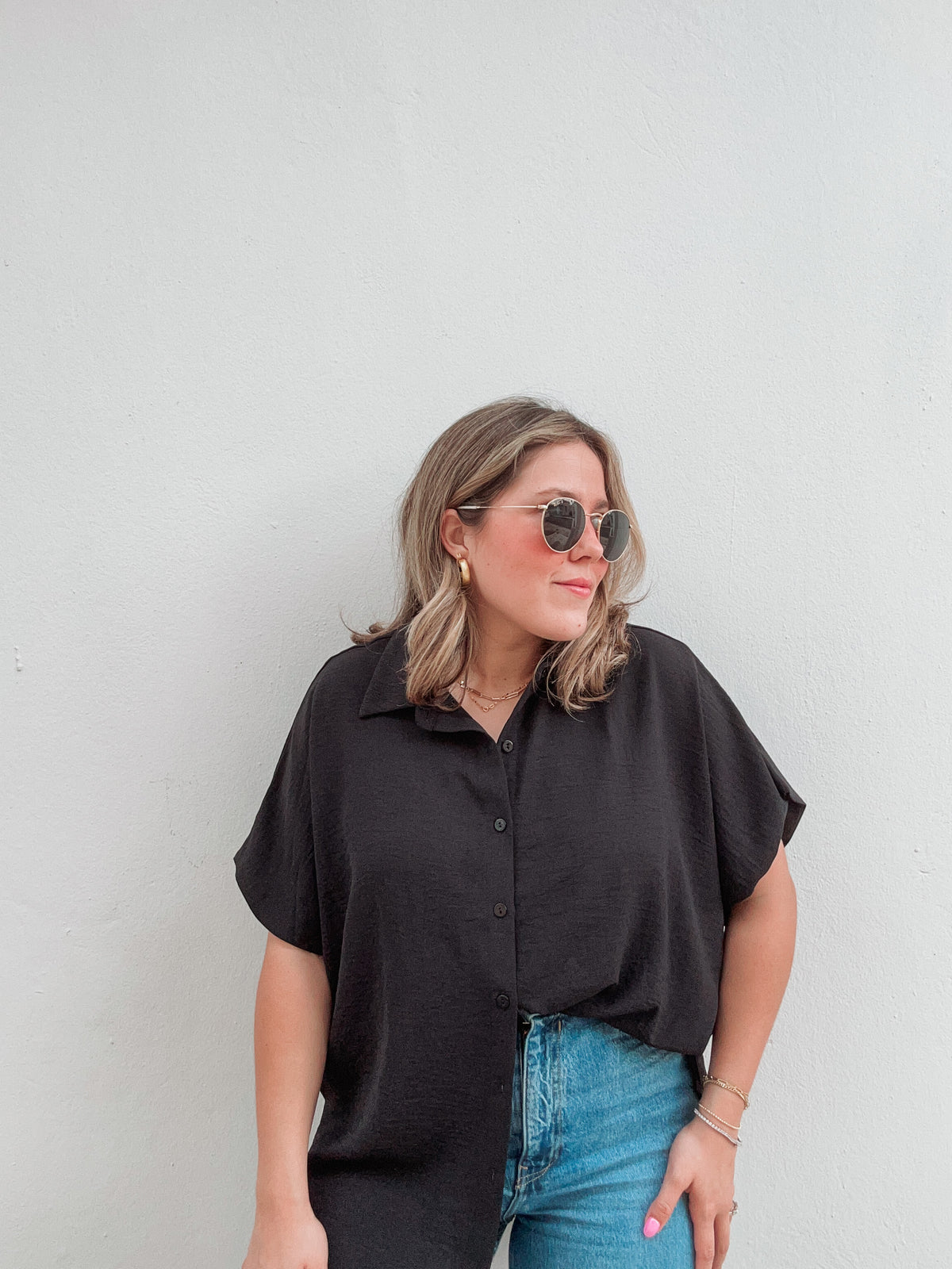 Black Button Down Top
