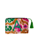 Letter Pouch Taupe, Magenta & Green