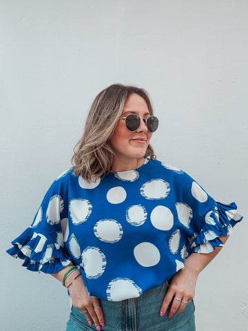 Royal Polka Dot Blouse