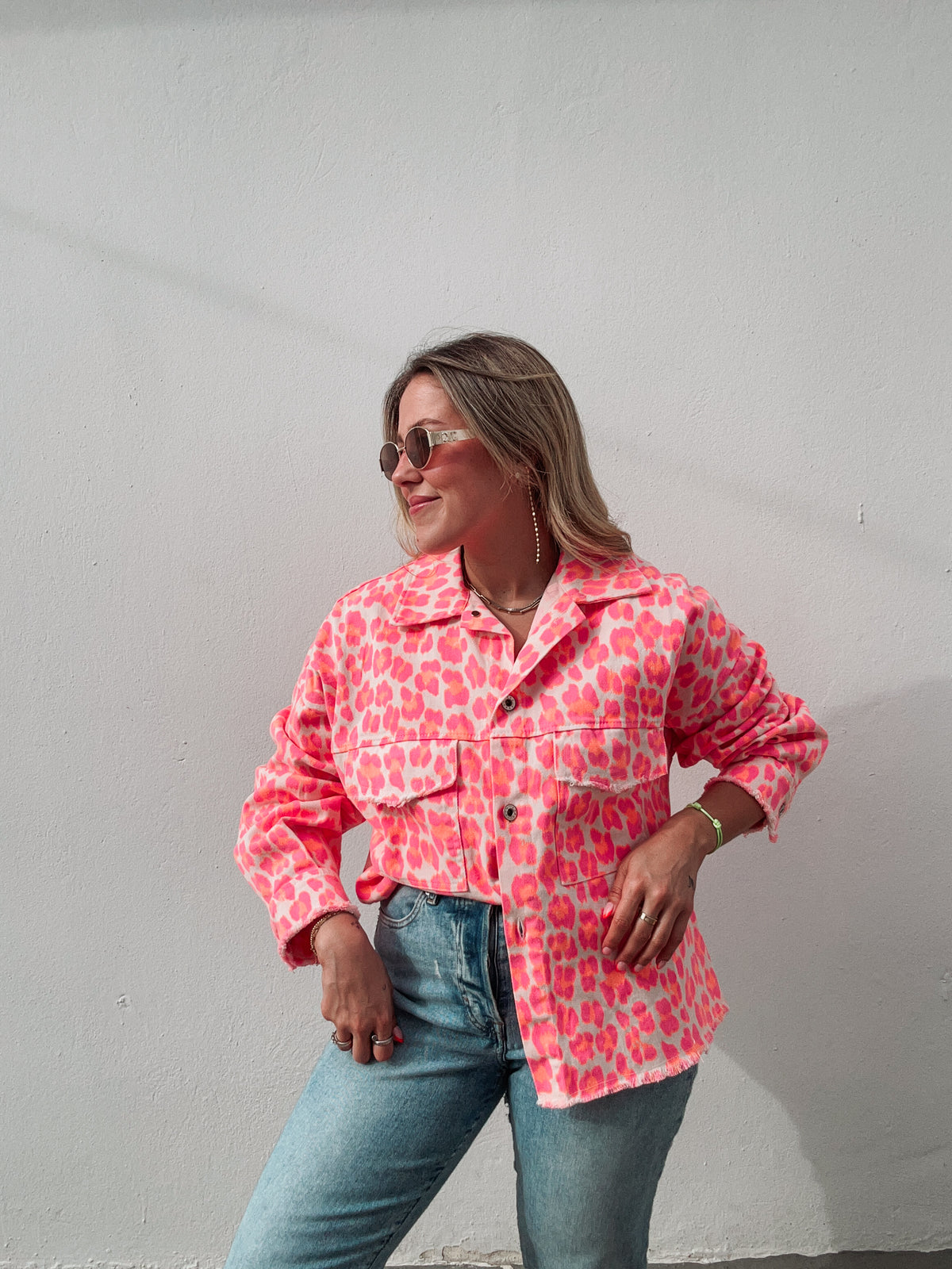 Neon Pink & Orange Leopard Light Jacket
