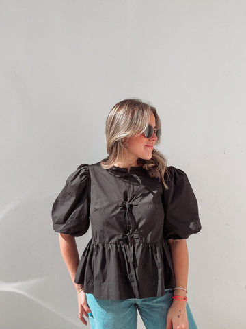 Black Bow Blouse