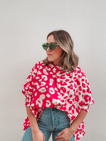 Fuschia & Cream Leopard Blouse