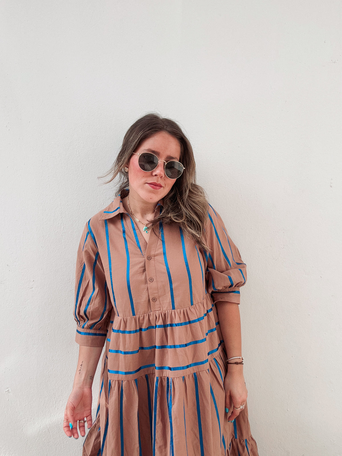 Mocha Blue Striped Dress