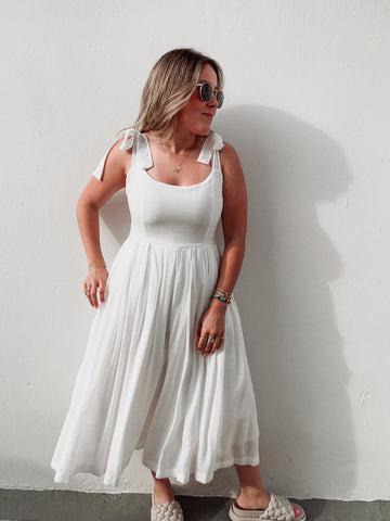 White Bow Tie Jumpsuit